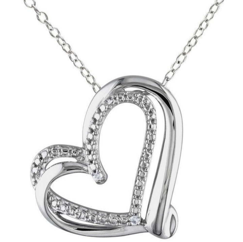 White diamond sterling silver necklace